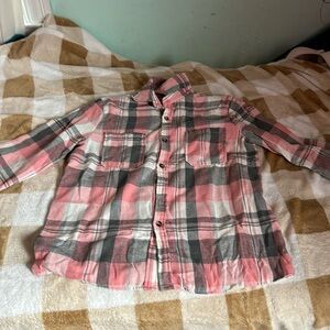 pink plaid button down